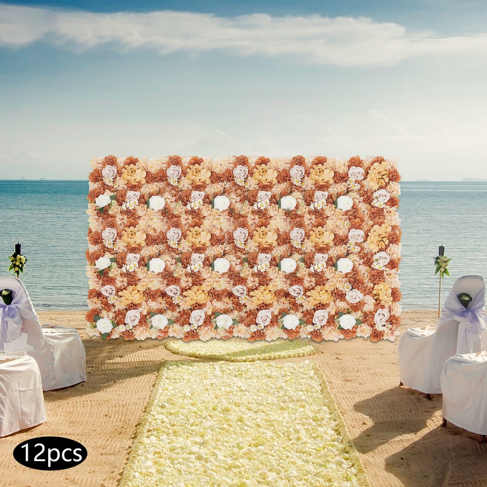 12Pcs Handmade Artificial Flower Wall Panels for Wedding Party Backdrops