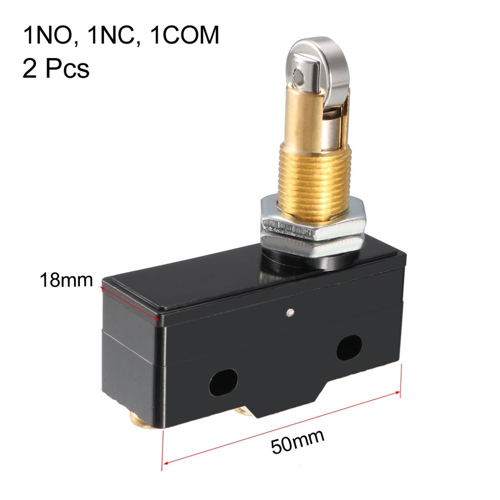 Z-15GQ21-B,1NO + 1NC Panel Mount Roller Plunger Micro Limit Switch,2PACK