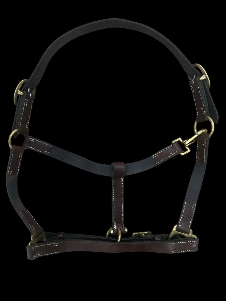 Leaders 1” Brown Leather Halter W/Solid Brass Hardware - Cob Size