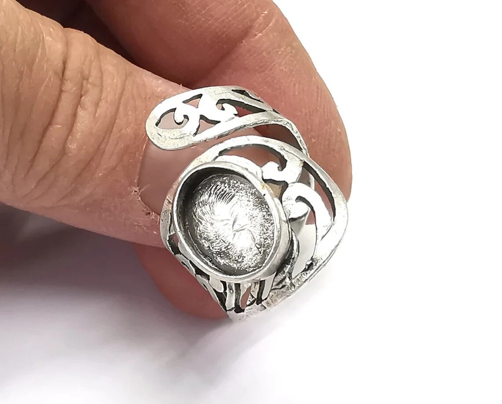 Wrap Silver Ring Blank Base Bezel Settings Cabochon Base Mountings Adjustable