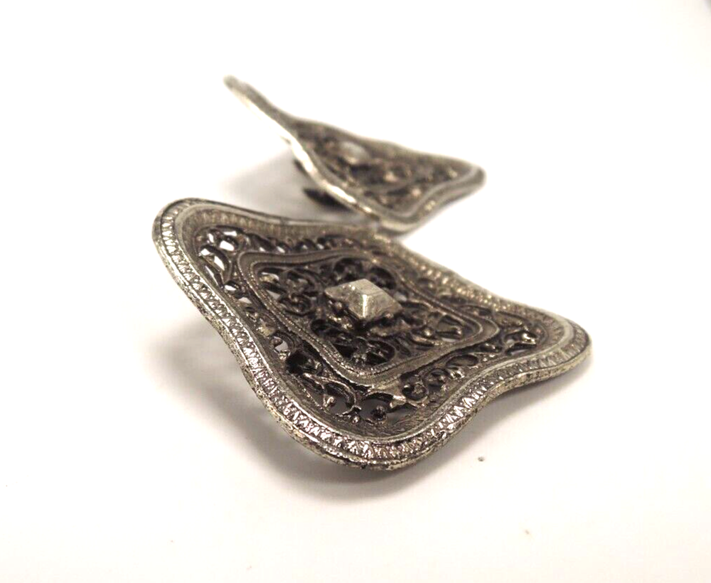 Silver Tone Curved Shoe Clips, c1960s