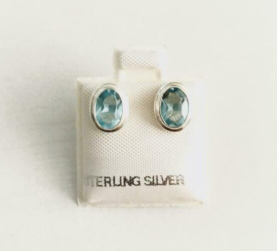 925 Solid Sterling Silver Stud Earrings Genuine Gemstone - ESE29