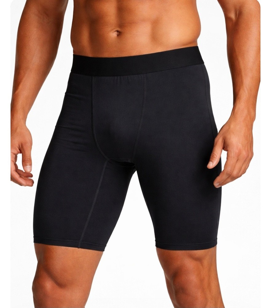 Men’s Compression Shorts – Black – Size Large – Athletic Performance Base Layer