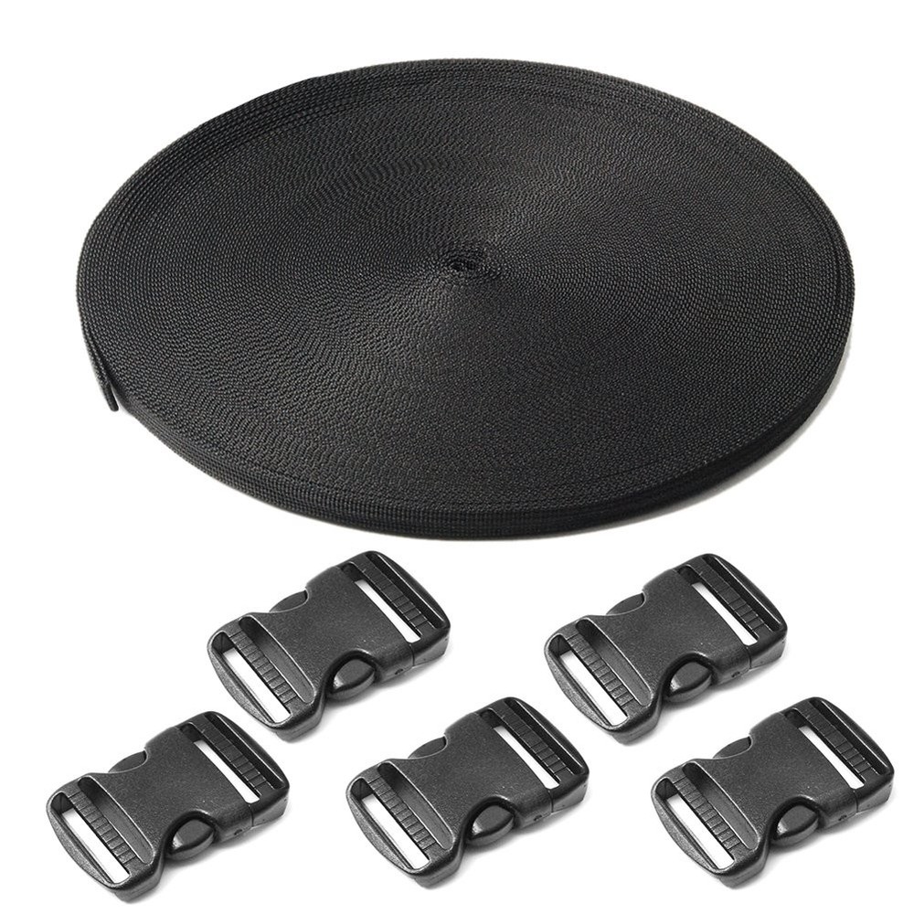 5 Pack 3/4" Side Release Buckle Dual Adjustable 5 Yards 3/4" Pp Strap