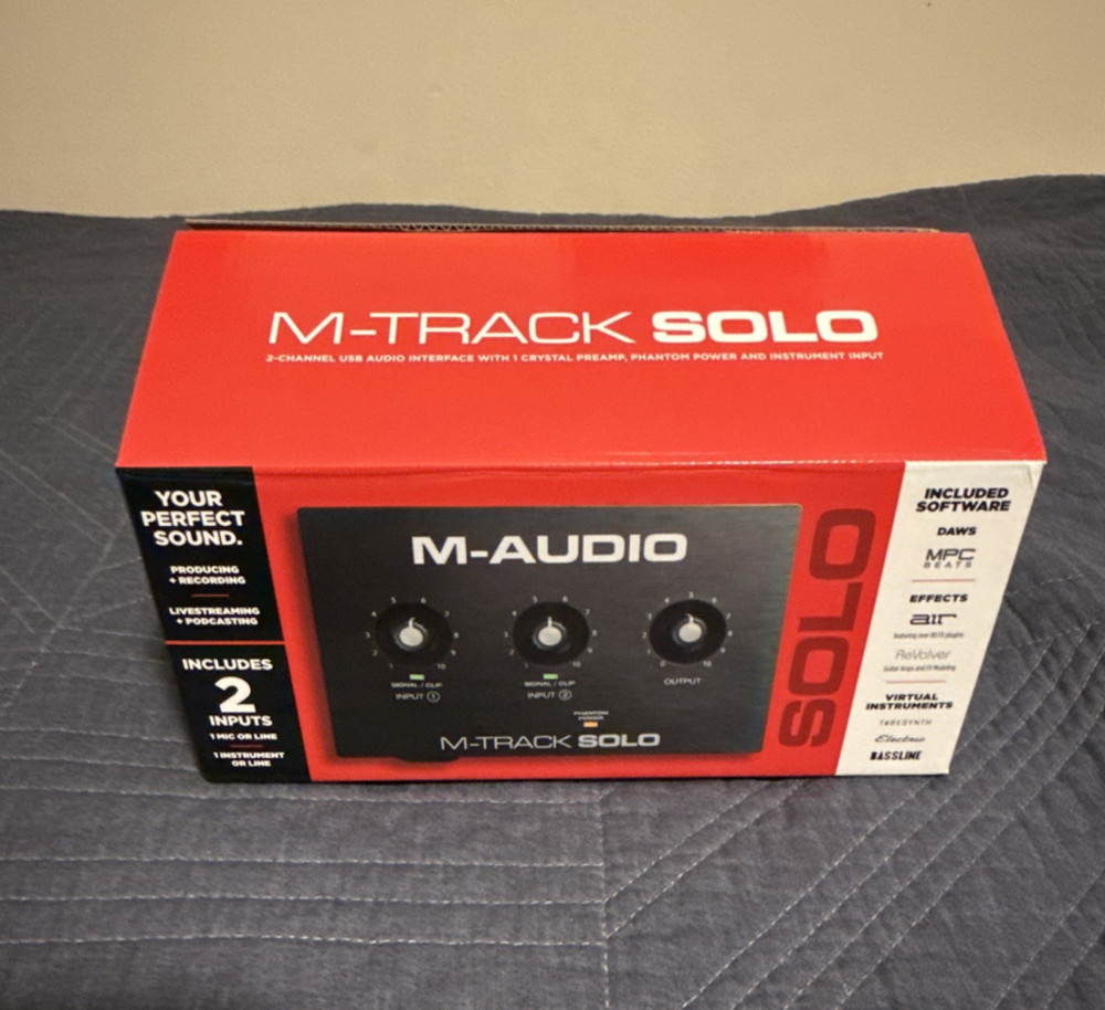 M-Audio M-Track Solo USB Audio Interface, 2 Channels, Phantom Power