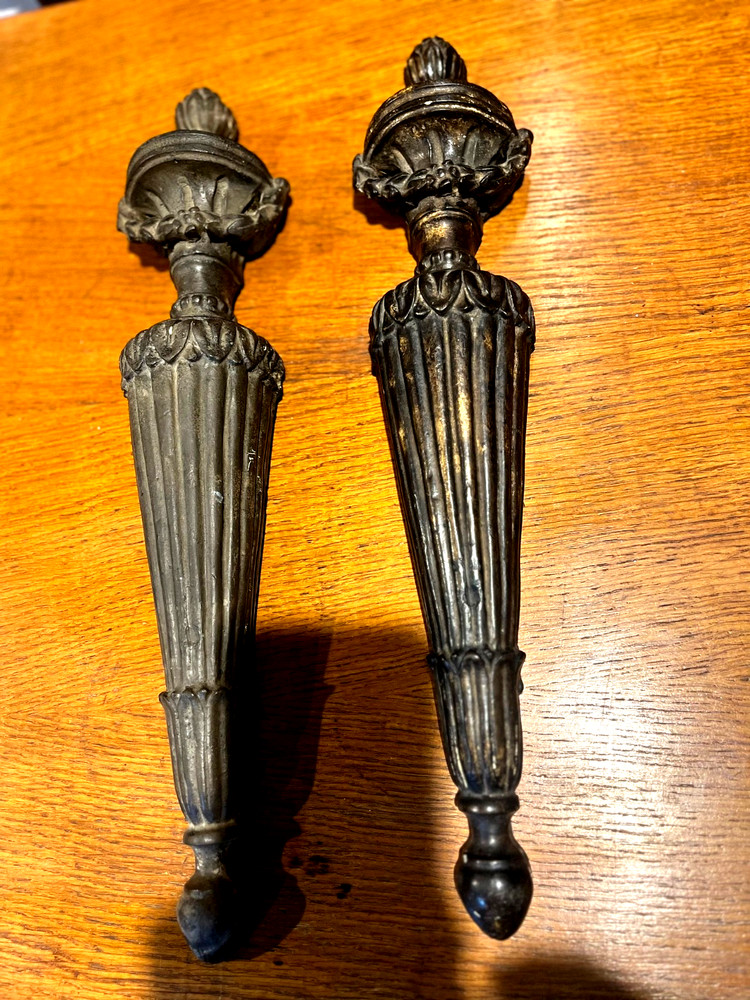 Pair Antique Wall Sconces Decorative Carved Classical Style