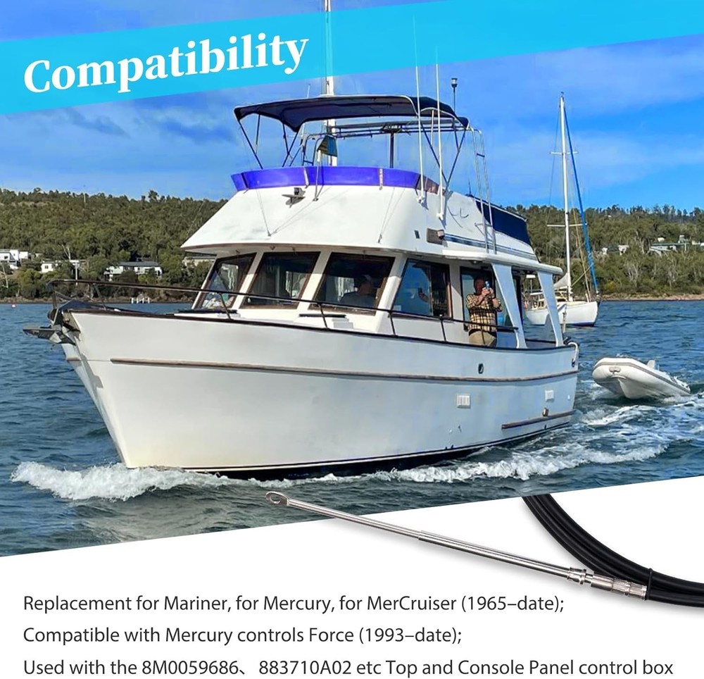 Replacement Throttle and Shift Cables for Marine Force Engines, 15ft 2-Pack