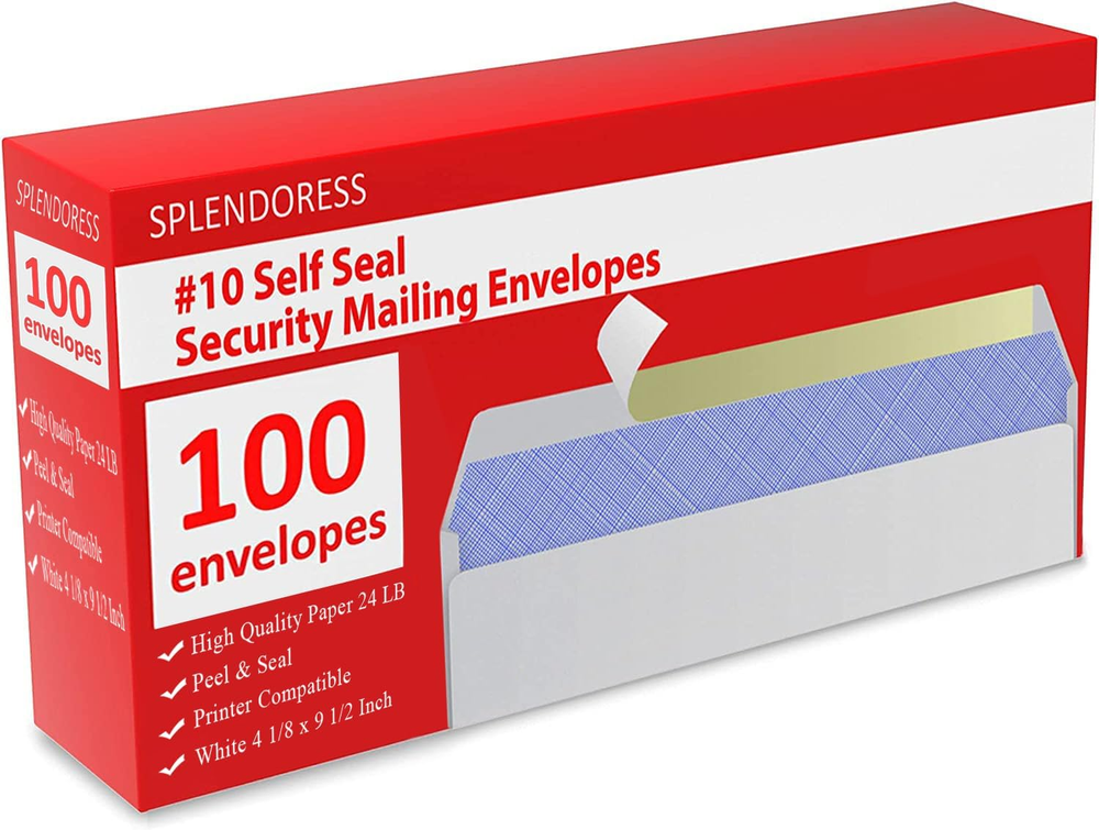 100 Mailing Envelopes, Self Seal Letter Size, Number #10 White Windowless Securi
