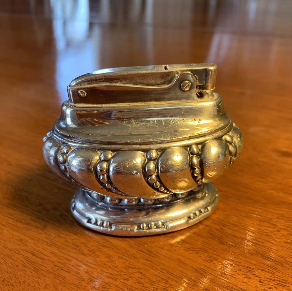 Vintage Ronson Crown Cigarette Table Lighter Silver Plated