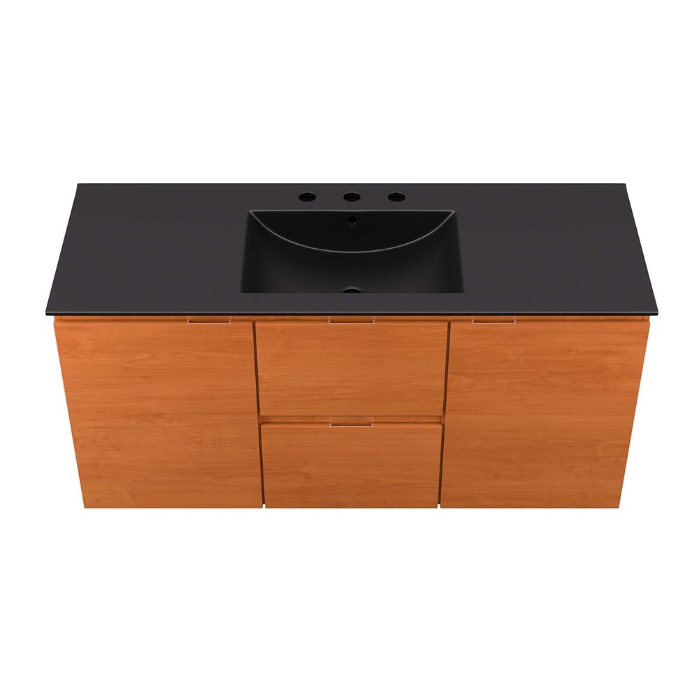 Modway Scenic 48" Wall-Mount Bathroom Vanity in Cherry Black