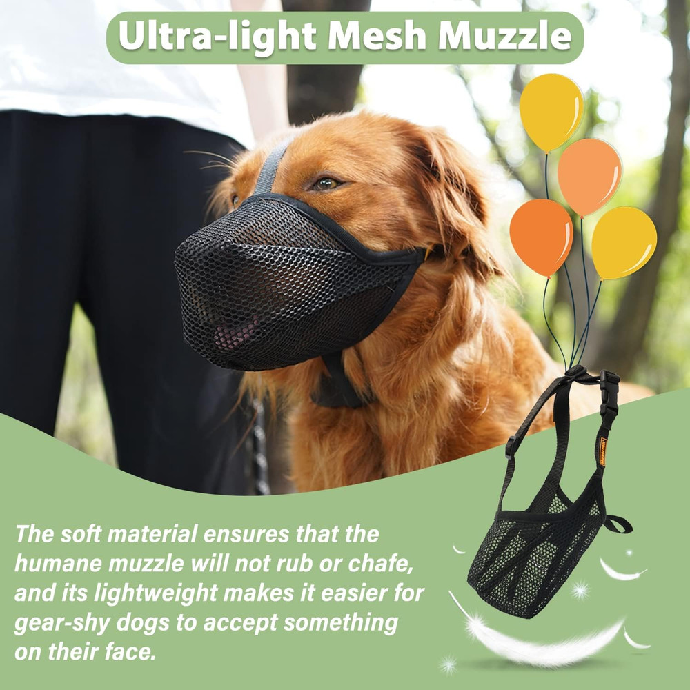 Dog Muzzle, Patented Soft Mesh Muzzle for Small Medium Large Dogs for Scavenging