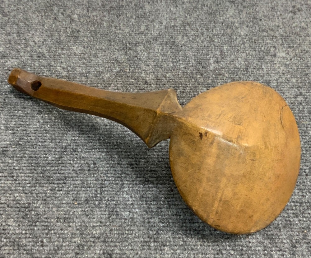 Early Maple Scoop with Unusually Carved Handle