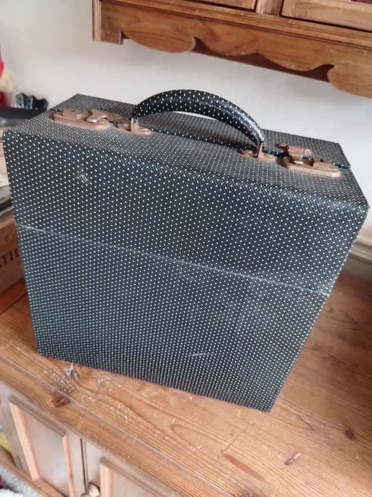 Vintage Record Case 12" Double Opening Box 1950's Black