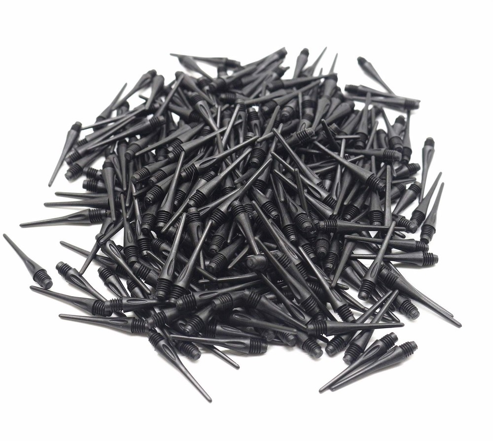 ROOBEEO 2BA Thread Plastic Tip Dart Points 300 Pack Soft Tips Black