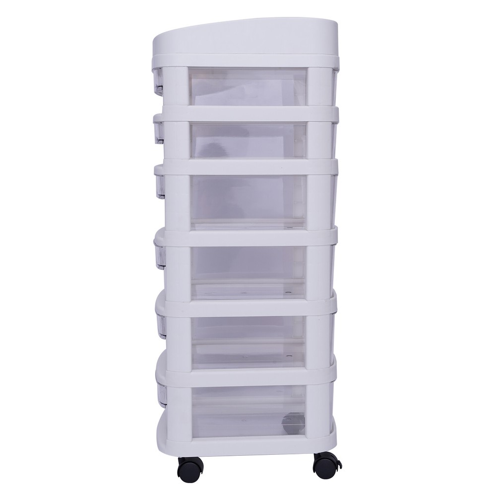 6 Drawer Plastic Storage Rolling Cart Cabinet Makeup Organizer Container White