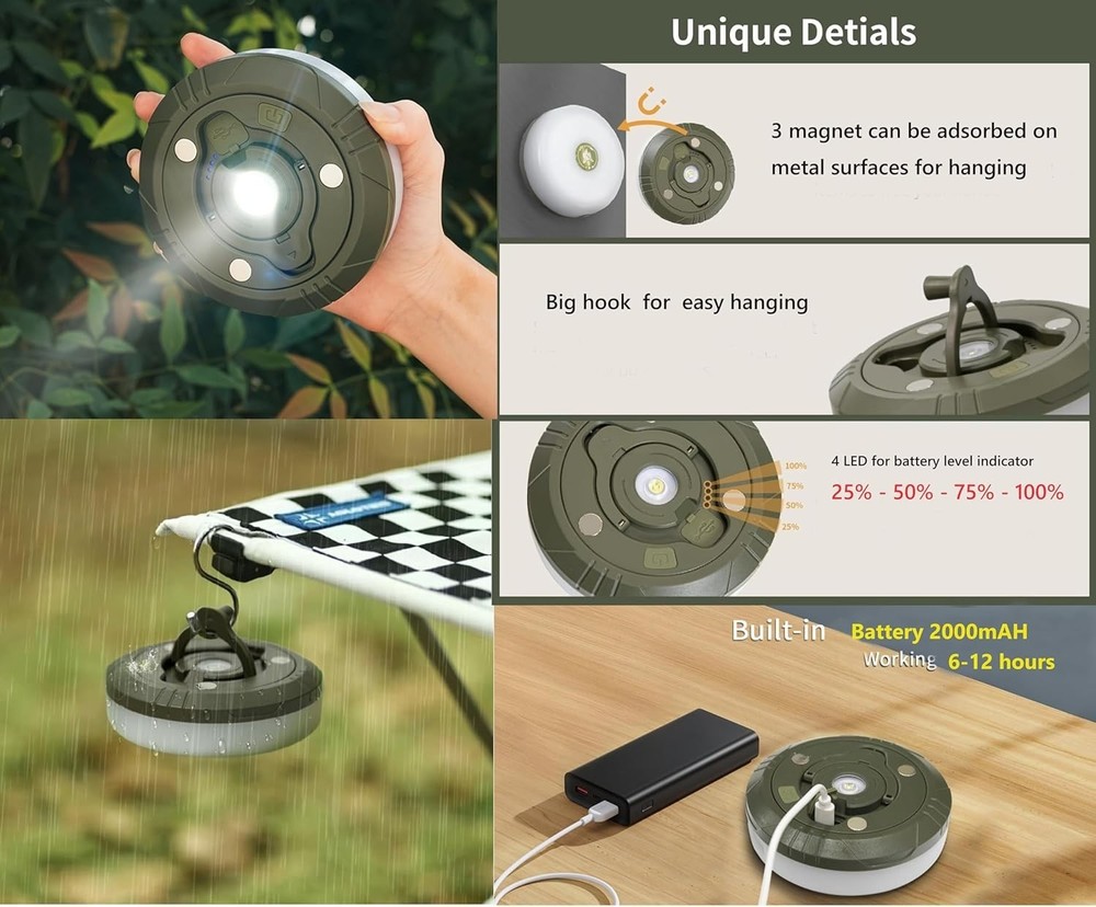 LED Camping String Lights 32.8FT - Weatherproof with USB Charging Capabilities