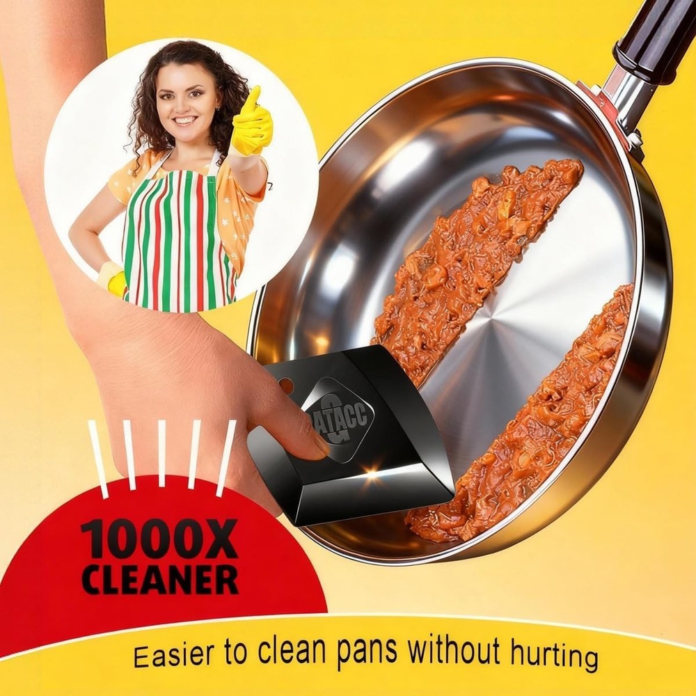 G.CATACC 4-Pack Plastic Pan Scrapers Durable Kitchen Cast Iron Pot Pan Tool