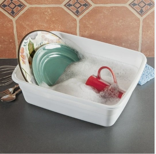 2 pack Sterilite 8 Qt. Dishpan, Multi-Purpose Plastic Wash Tub, Kitchen, Sink,