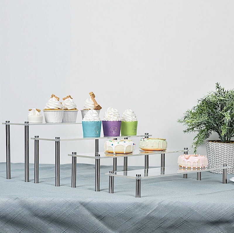 4 pcs Acrylic Dessert Stands Cupcake HOLDERS DISPLAY RISER Party Decorations