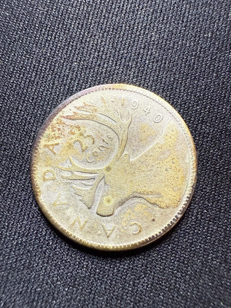 1940 Canada Silver 25 Cents Coin