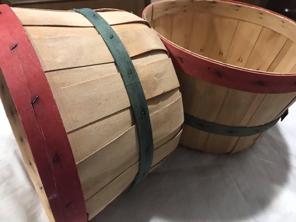 2 Farmhouse Decor Rustic Apple Bushel Baskets