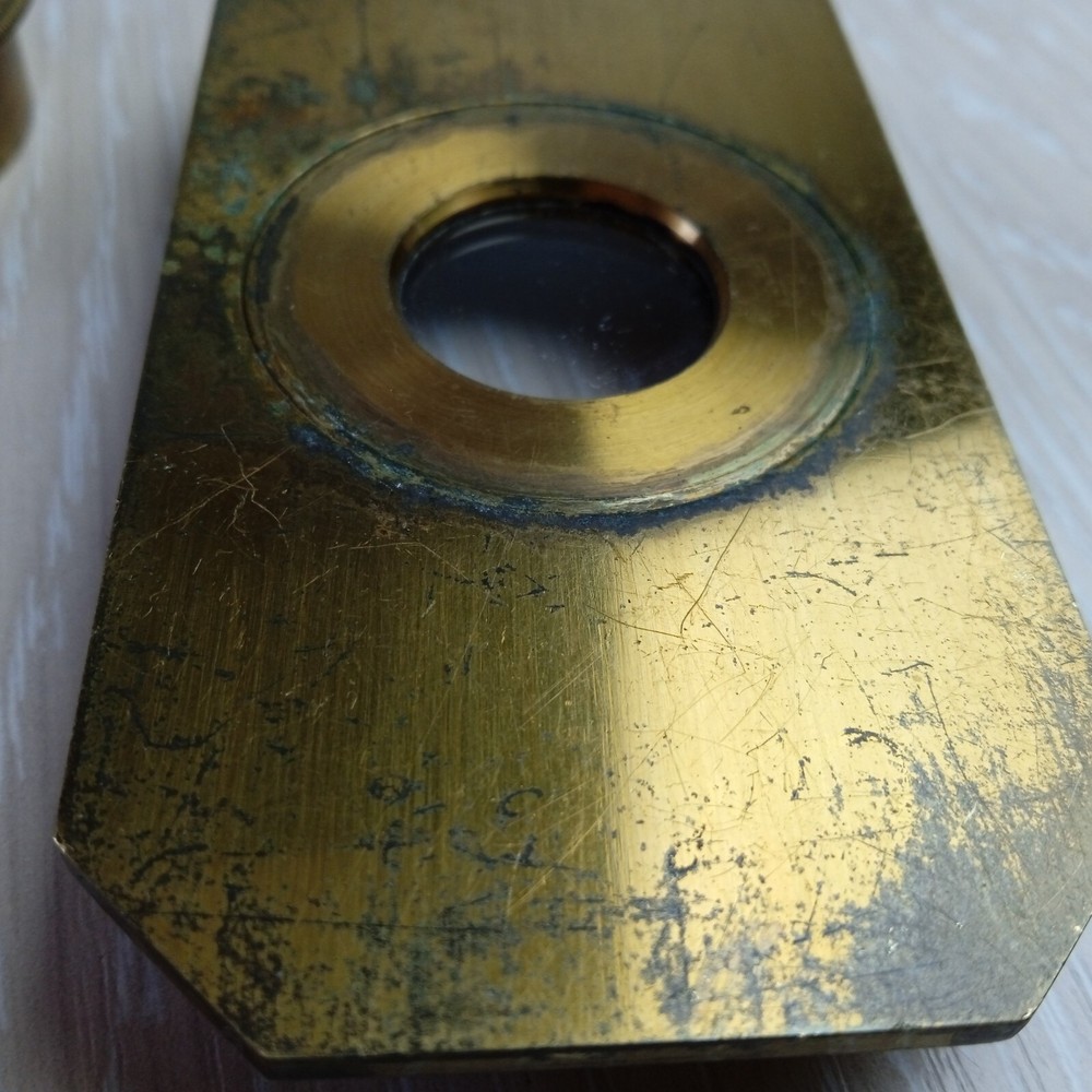 ANTIQUE BRASS COMPRESSORIUM SLIDE STAGE UK MICROSCOPE PART #0202