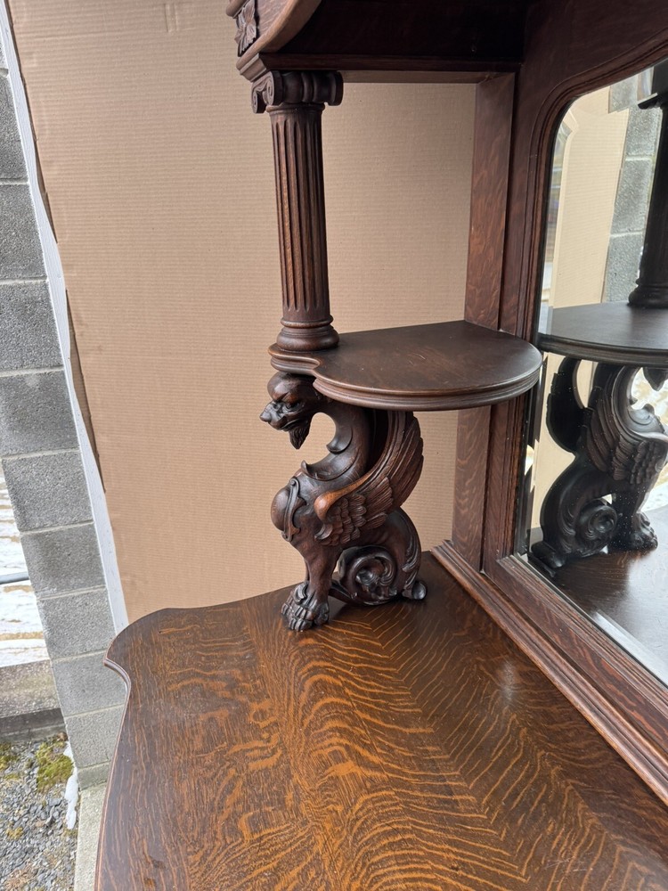 R. J. HORNER OAK WINGED GRIFFIN SIDEBOARD