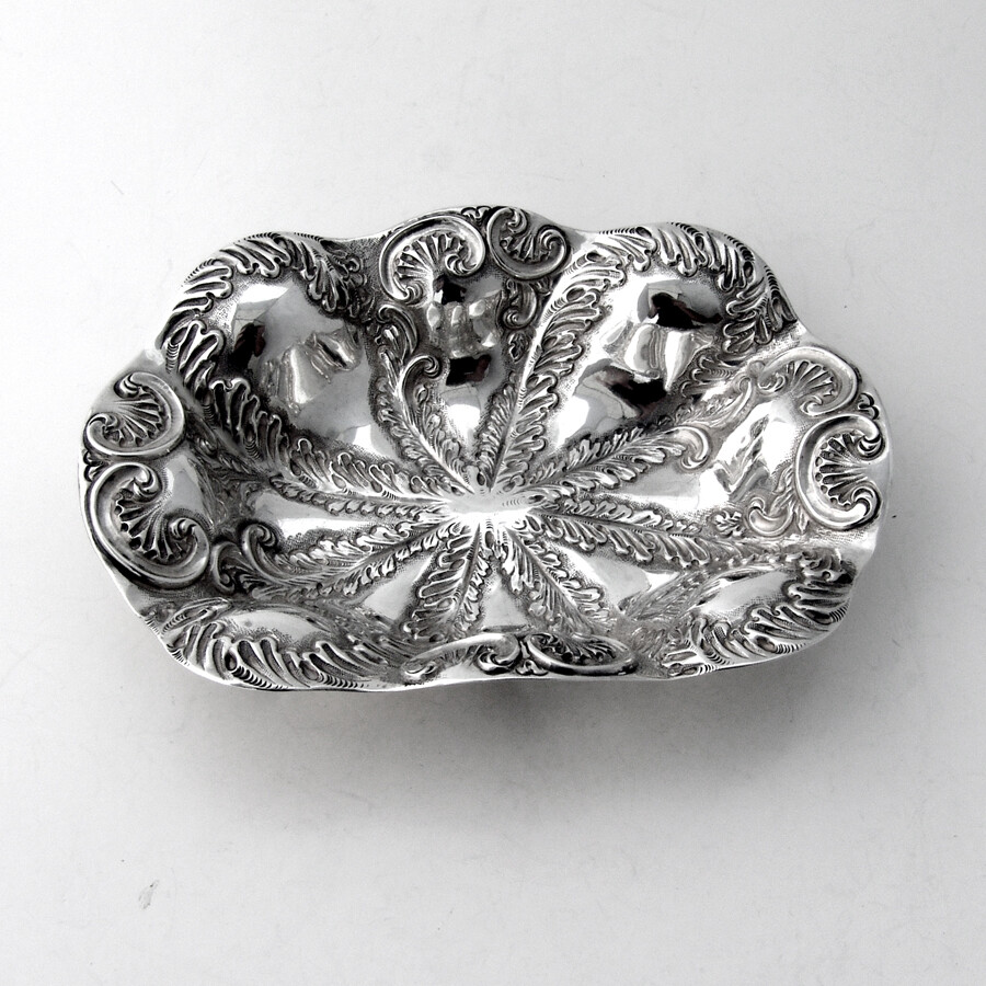 Ornate Repousse Bowl Caldwell Co Sterling Silver 1850s