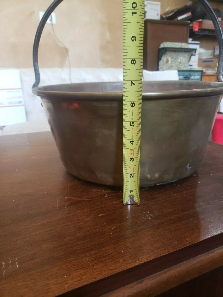 Antique Copper Candy Apple Butter Kettle Cauldron Bowl with Handle