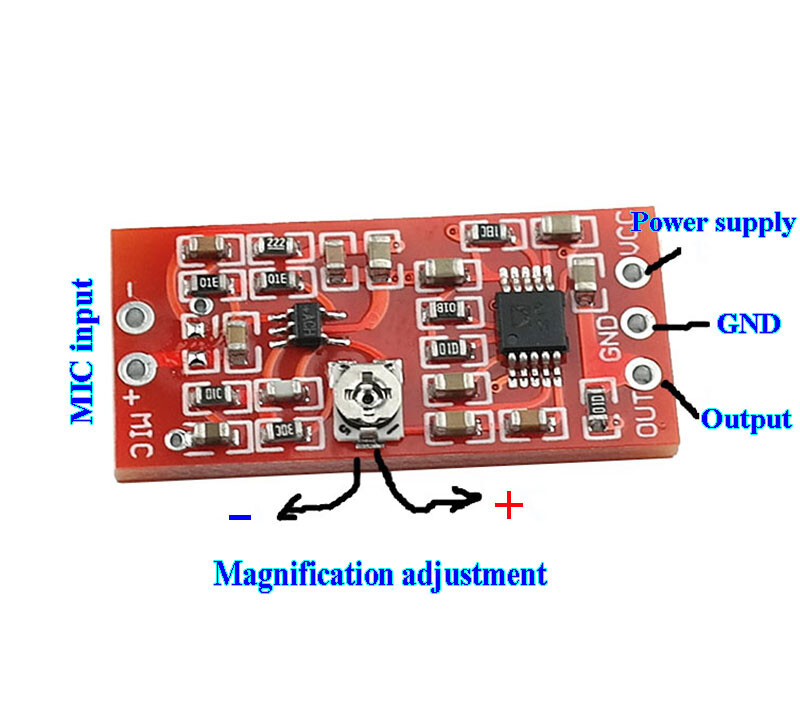 MAX4466 Dynamic Microphone Preamplifier Module + SSM2167 Voice Compression Amp