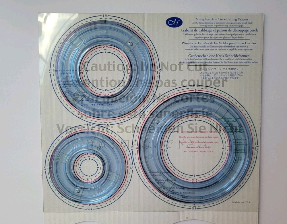 Creative Memories Custom Cutting System Blades - Sizing Template - Circles