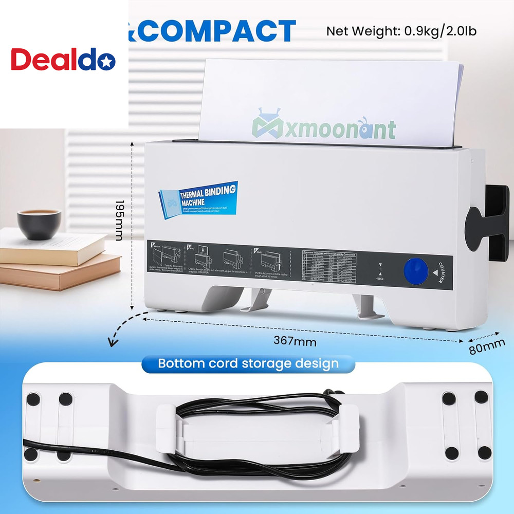 Thermal Binding Machine, Max.320 Sheets for A4 A5, Compact with Cooling Position