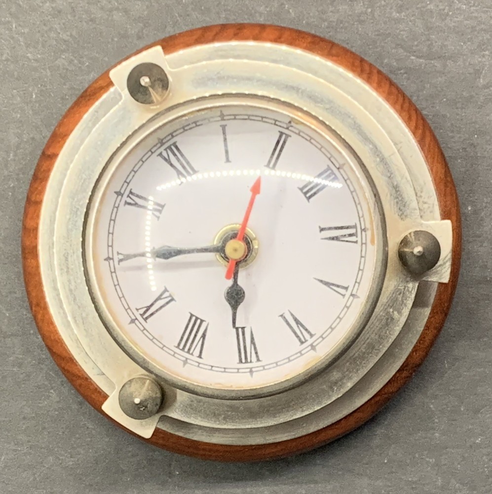Nautical Dash Clock Brass & Wood