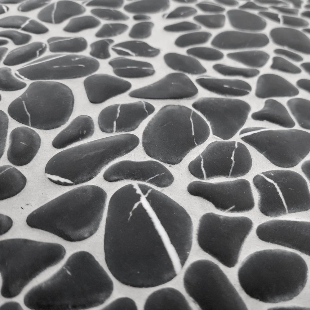 10-Sheet Pebble Tile for Shower Floor Border Kitchen Bathroom Backsplash, Black