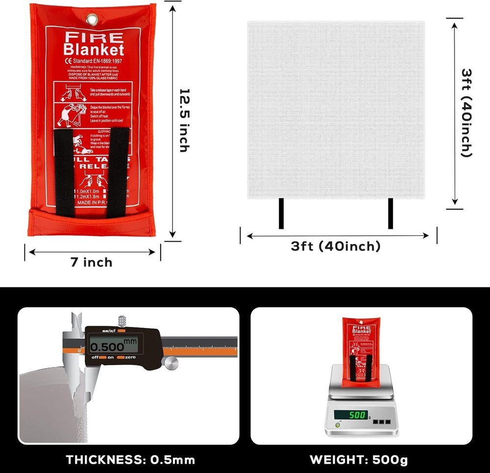 Versatile Fire Safety Blanket - Ideal for Kitchen, Home & Camping Use