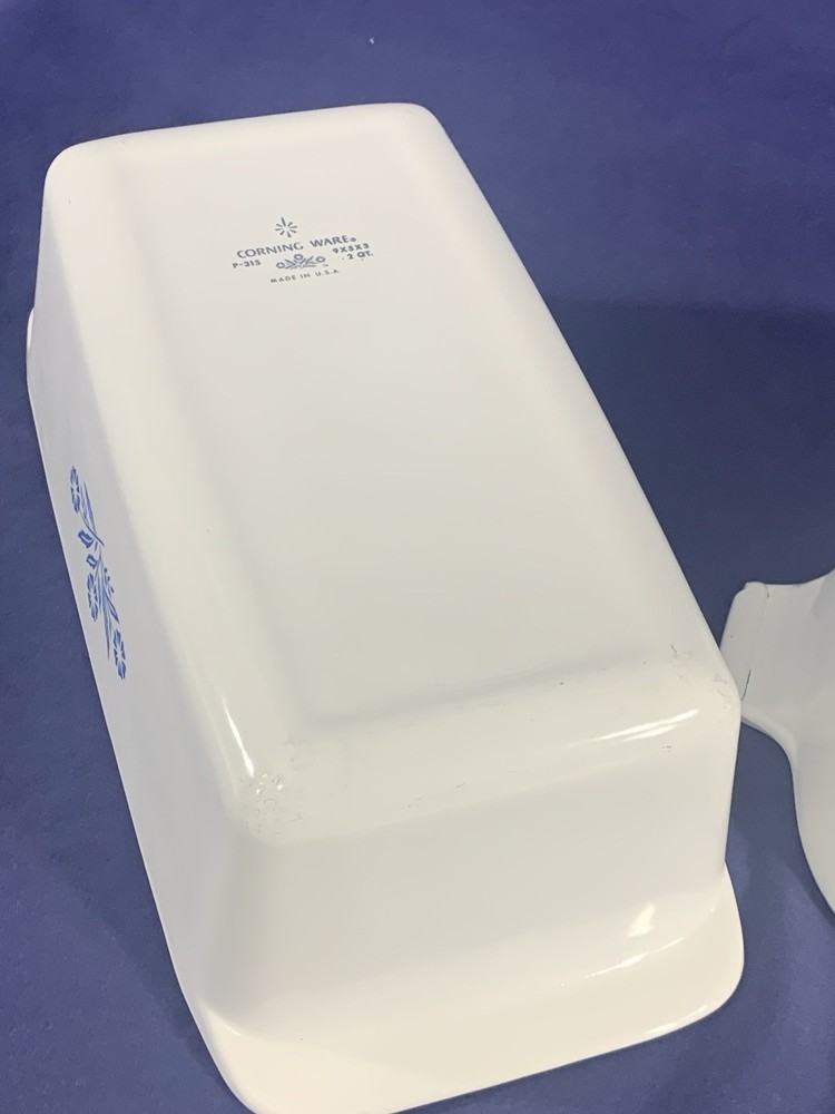 CorningWare Cornflower Blue Bread Baking Loaf Pan + Casserole Dish MADE IN USA