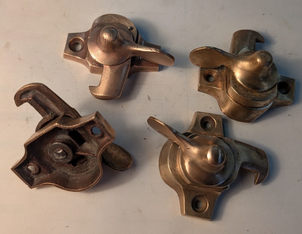 Four Antique Bronze Window Latches Locks Hardware A20