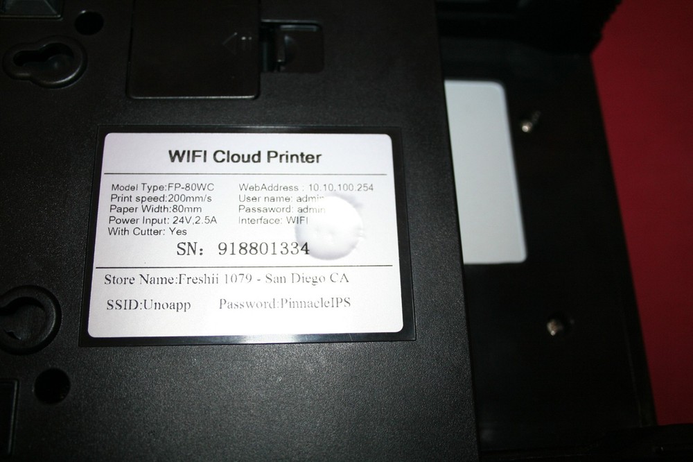 WiFi Cloud Printer FP-80WC w/Power Adapter