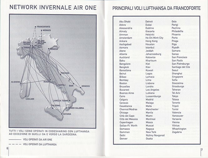 Air One timetable 2001/10/28