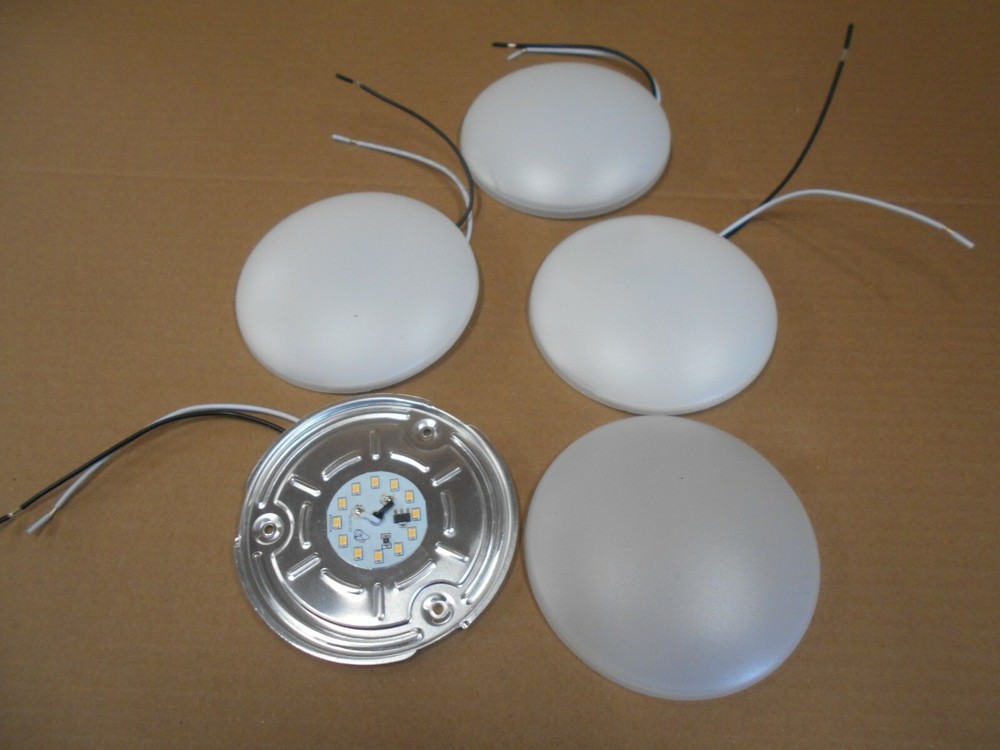 *SET OF FOUR 12 VOLT RV LED DREAM LIGHTING LED WHITE 4 1/2" ROUND FREE SHIPPING