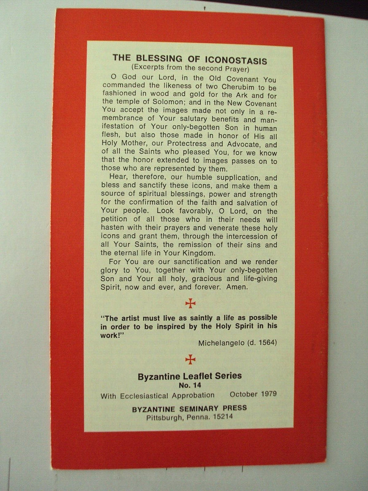 VTG. 1979 THE ICONOSTASIS PAMPHLET #REL