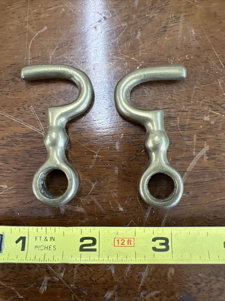 Two Large 19thC Brass Hooks