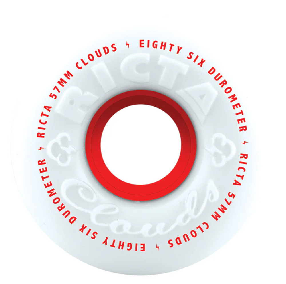 Ricta Clouds Skateboard Wheels Set White Red 57mm 86a