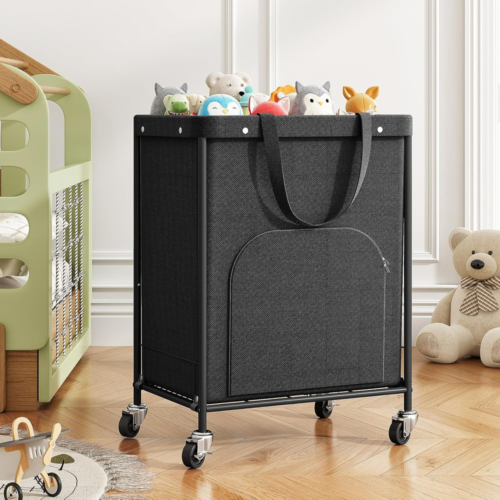 170L Large Laundry Basket with Wheels, Rolling Laundry Hamper Easy Access Clothi