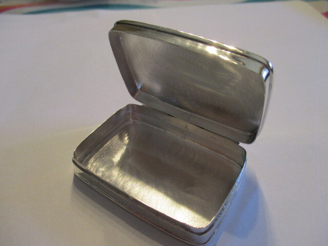 Large sterling silver pill box rectangular shape engraved around the top 2 inch