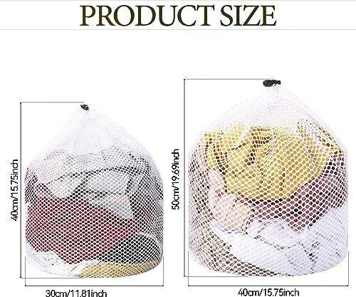 2 Packs Laundry Mesh Bags, Drawstring Net Laundry Bag for Washing Machine,
