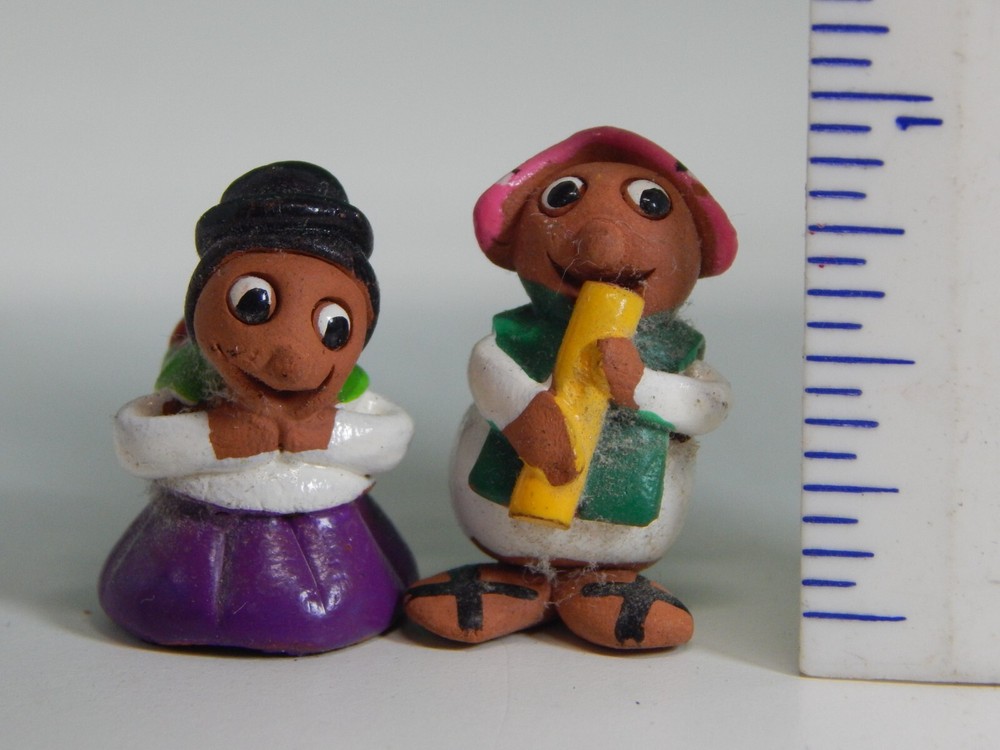 Miniature Peruvian Clay 1" Figurines Hand Painted