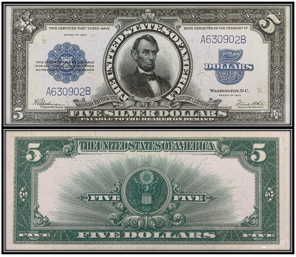 $5 Five Dollar 1923 Silver Certificate (US CURRENCY STICKERS)