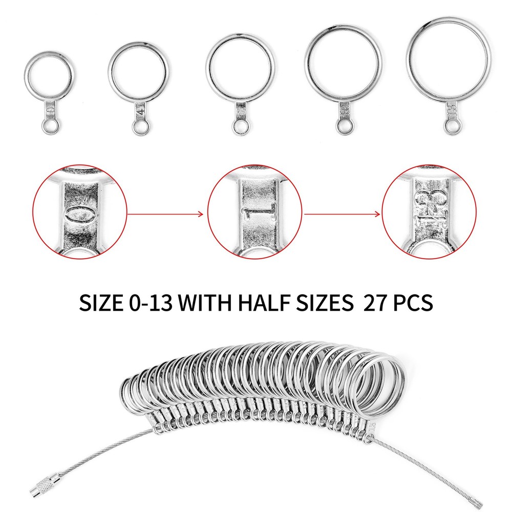 Bflaae Ring Sizer Measuring Tool Kit, 27 PCS Stainless Steel 3pcs kit