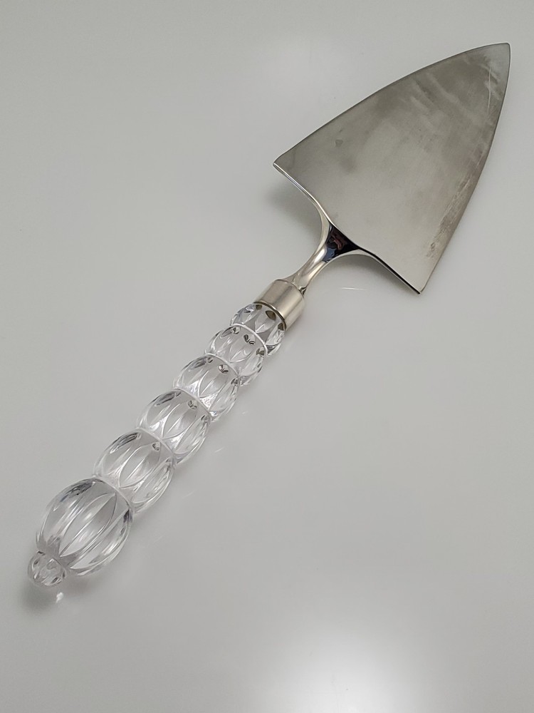 Mikasa Cake Pie Server Knife with Crystal Handle Silver Plated Rousseau Pattern